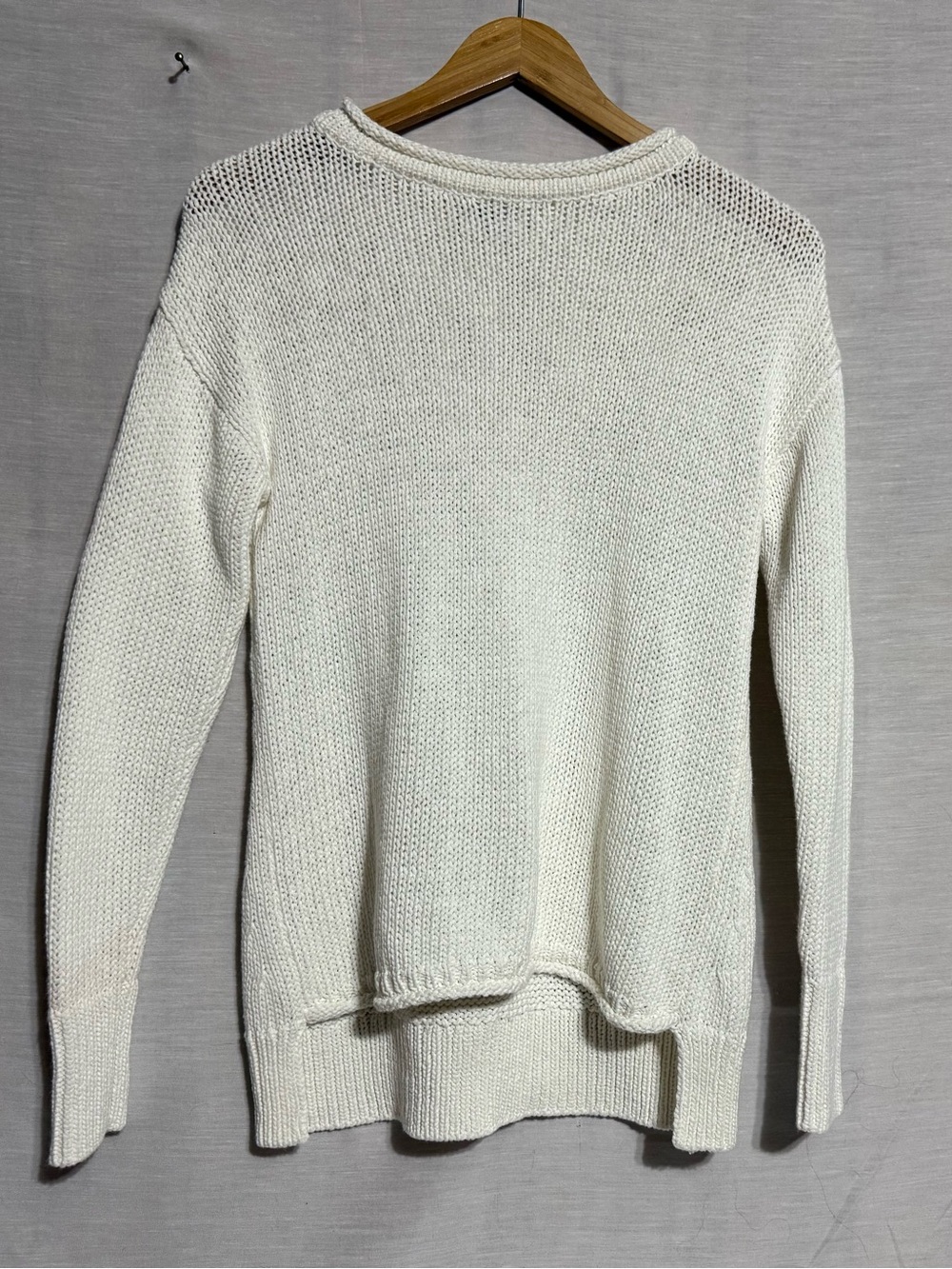 HIHO Ivory Cotton Blend Knit Sweater Small Coastal High Low Hem NWOT